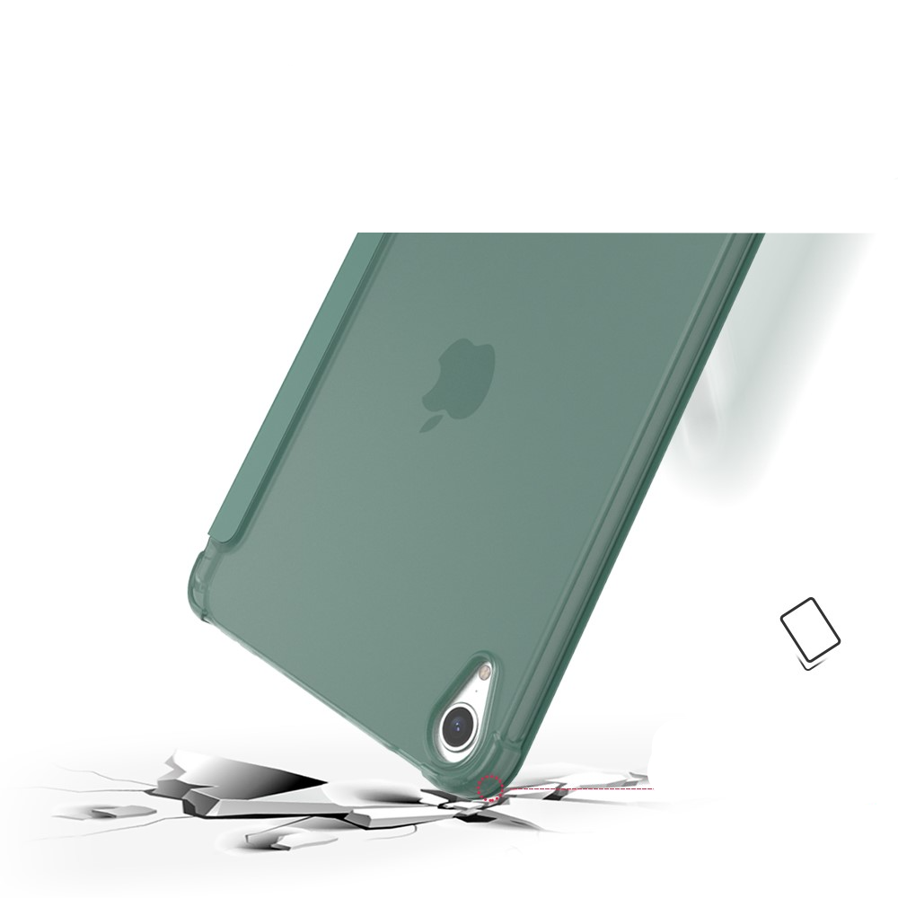 iPad Mini 7 (2024) / Mini 6 (2021) Leder Tasche Smart Case Hülle   Apple Pencil Halterung - Hellgrün