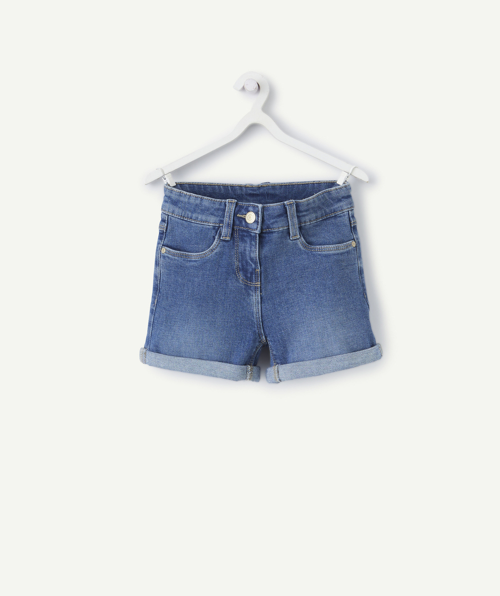 short fille en denim bleu low impact
