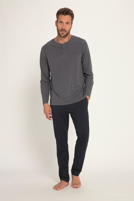 Schlafanzug, Homewear, OEKO-TEX, Zweiteiler, Langarm-Henley, lange Hose,