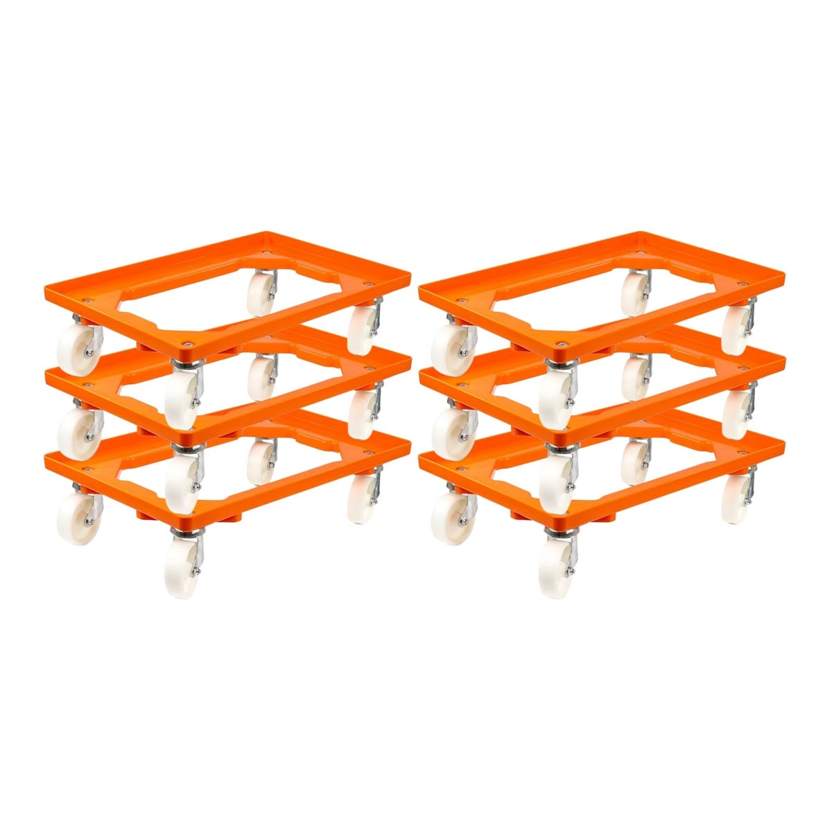 PROREGAL Transportwagen voor Euroboxen 60 x 40 cm met kunststof wielen, oranje, open dek, 2 zwenkwielen en 2 bokwielen, draagvermogen 300 kg
