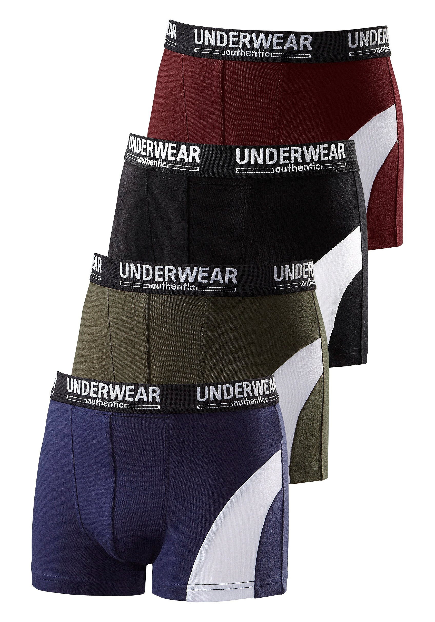 AUTHENTIC LE JOGGER Boxer »Boxershorts für Jungen« Packung, 4 Stk. cooler Look durch weissen Einsatz