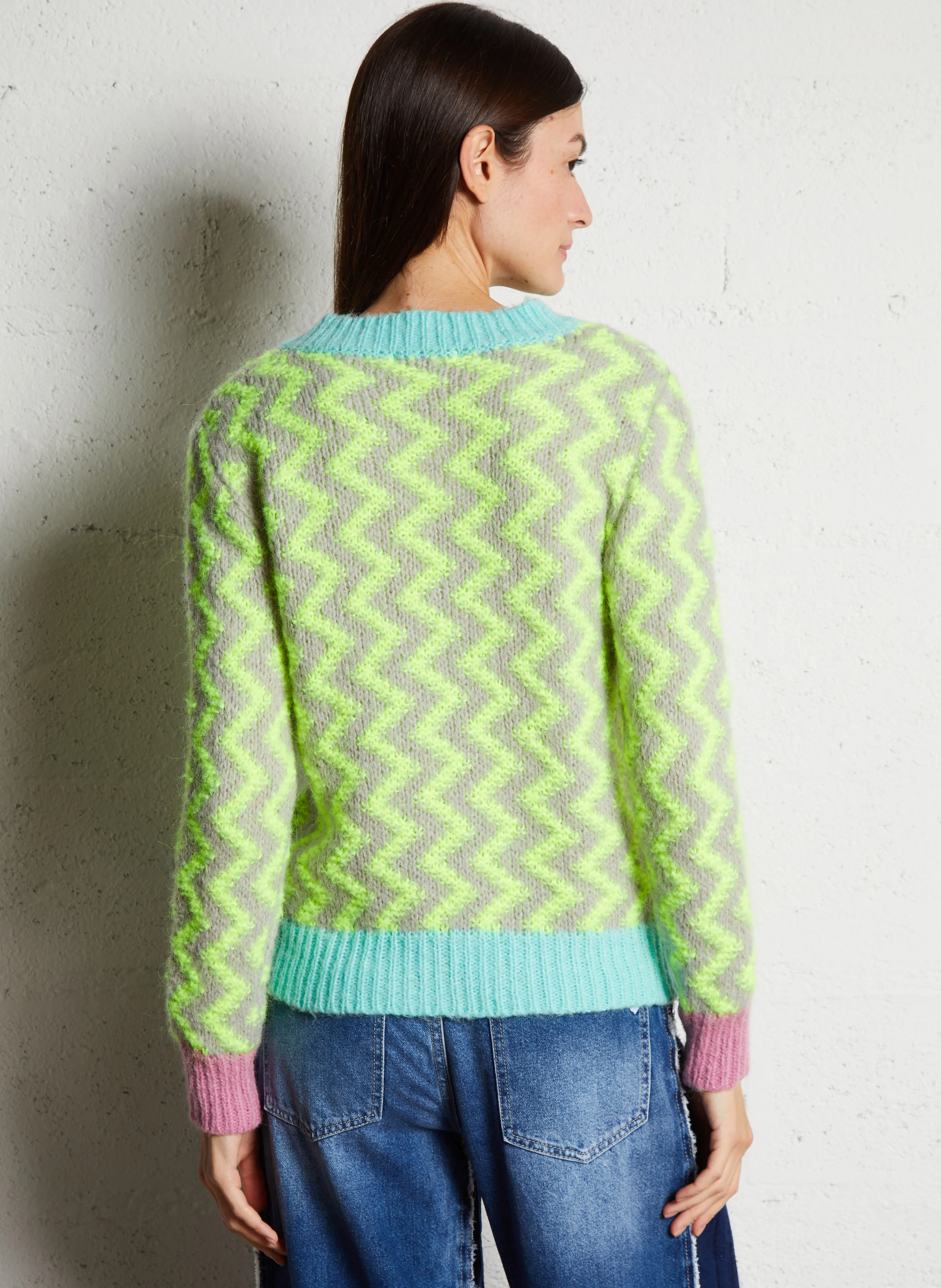 COQUETEO - Pull col rond droit en maille | Jaune