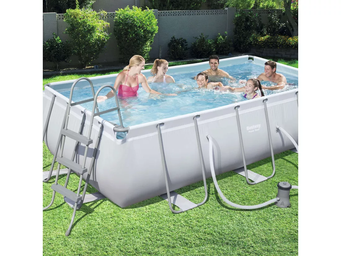 Kit piscine rectangulaire power steel frame - 404 x 201 x 100 cm - Gris