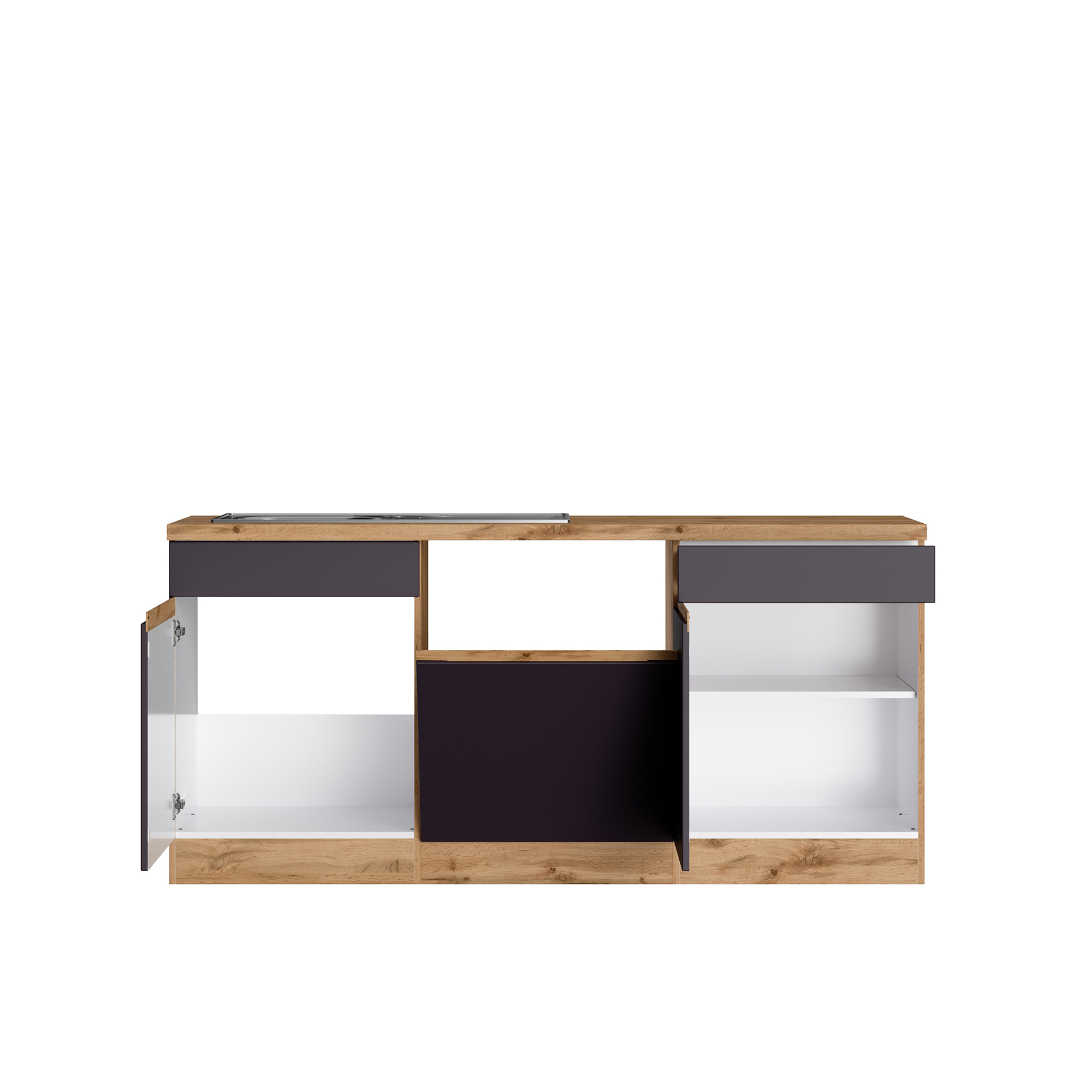 Winkelblock TURIN - grau matt-Wotan Eiche - 360x240 cm