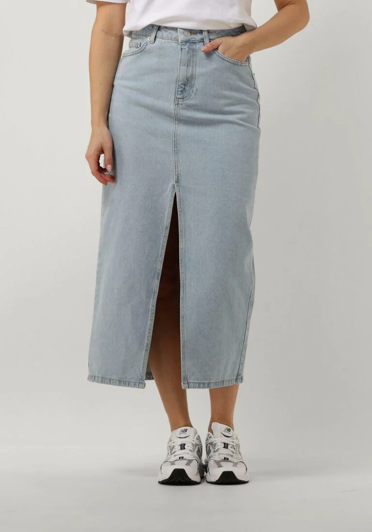 NOTRE-V blauwe notre-v midirok denim maxi skirt
