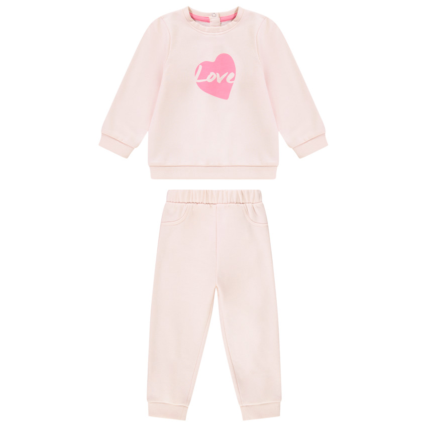 Ensemble en molleton sweat print love + jogging pour bébé fille