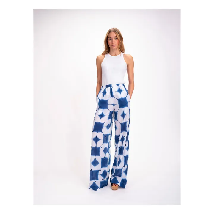 Virginie de Vinster Pantalon Cramp Dye Voile de Coton | Bleu indigo