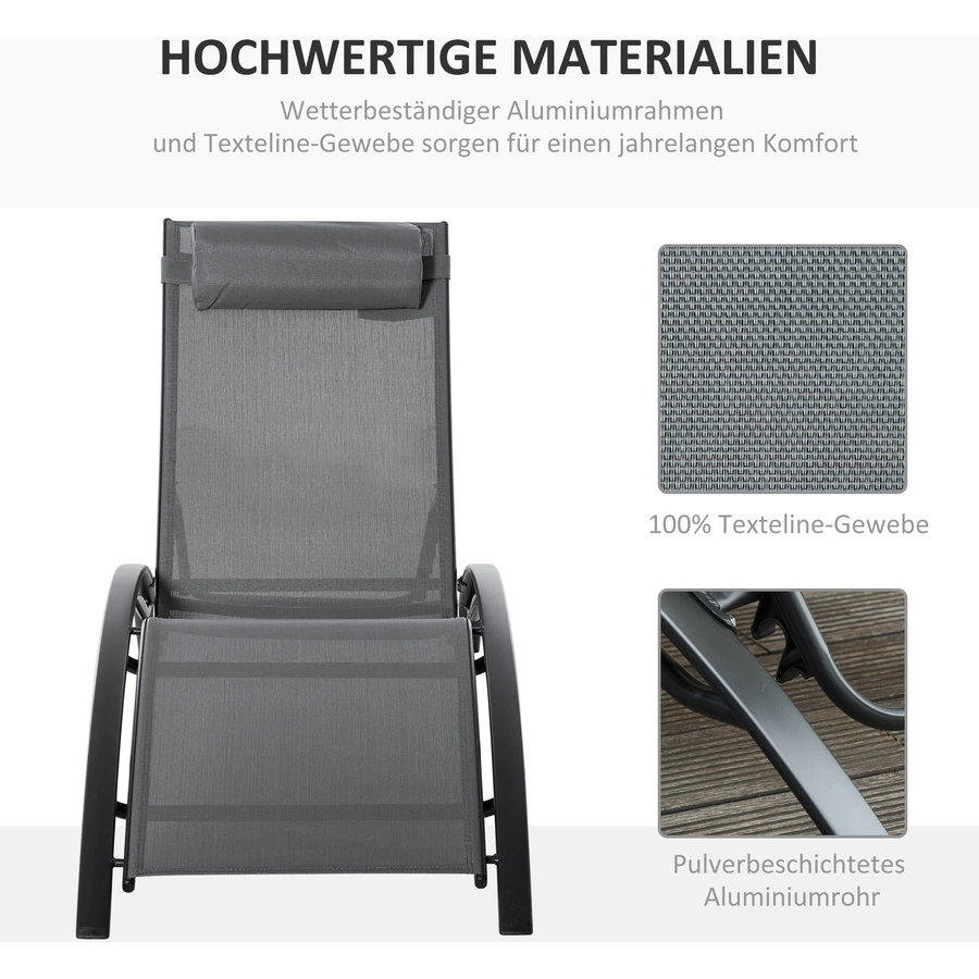 Outsunny Gartenliege mit abgerundetem Design grau