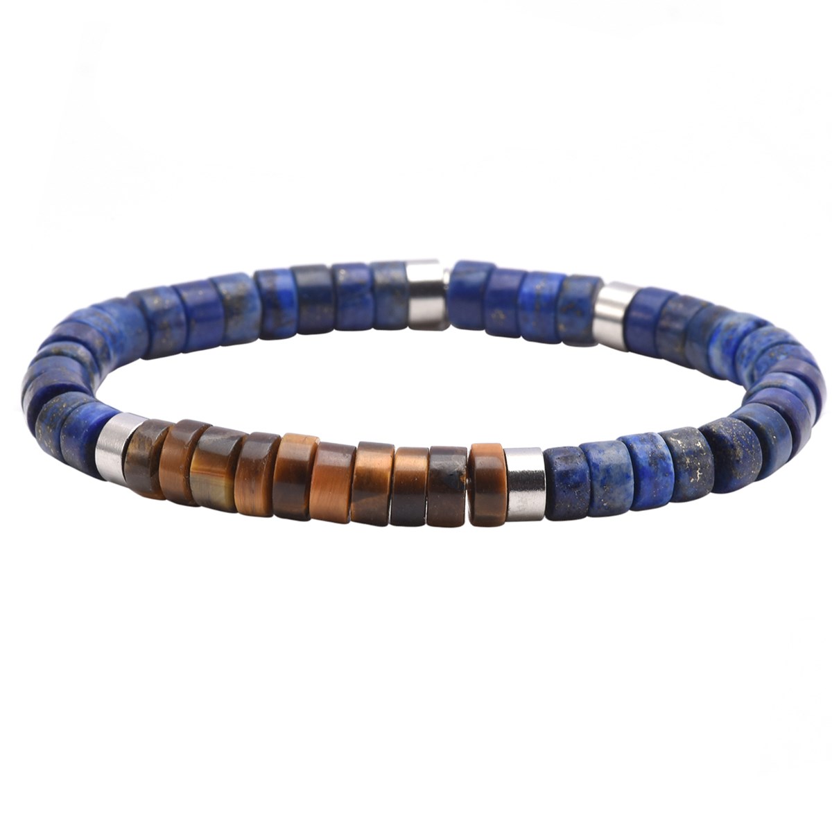 Bracelet Chakra Perles Heishi Lapis Lazuli oeil De Tigre-Small-16cm