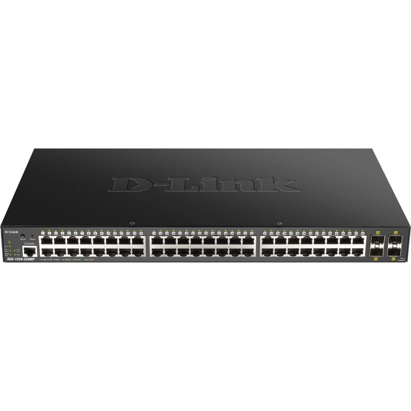D-Link DGS-1250-52XMP Géré L3 Connexion Ethernet, supportant l'alimentation via ce port (PoE) Noir