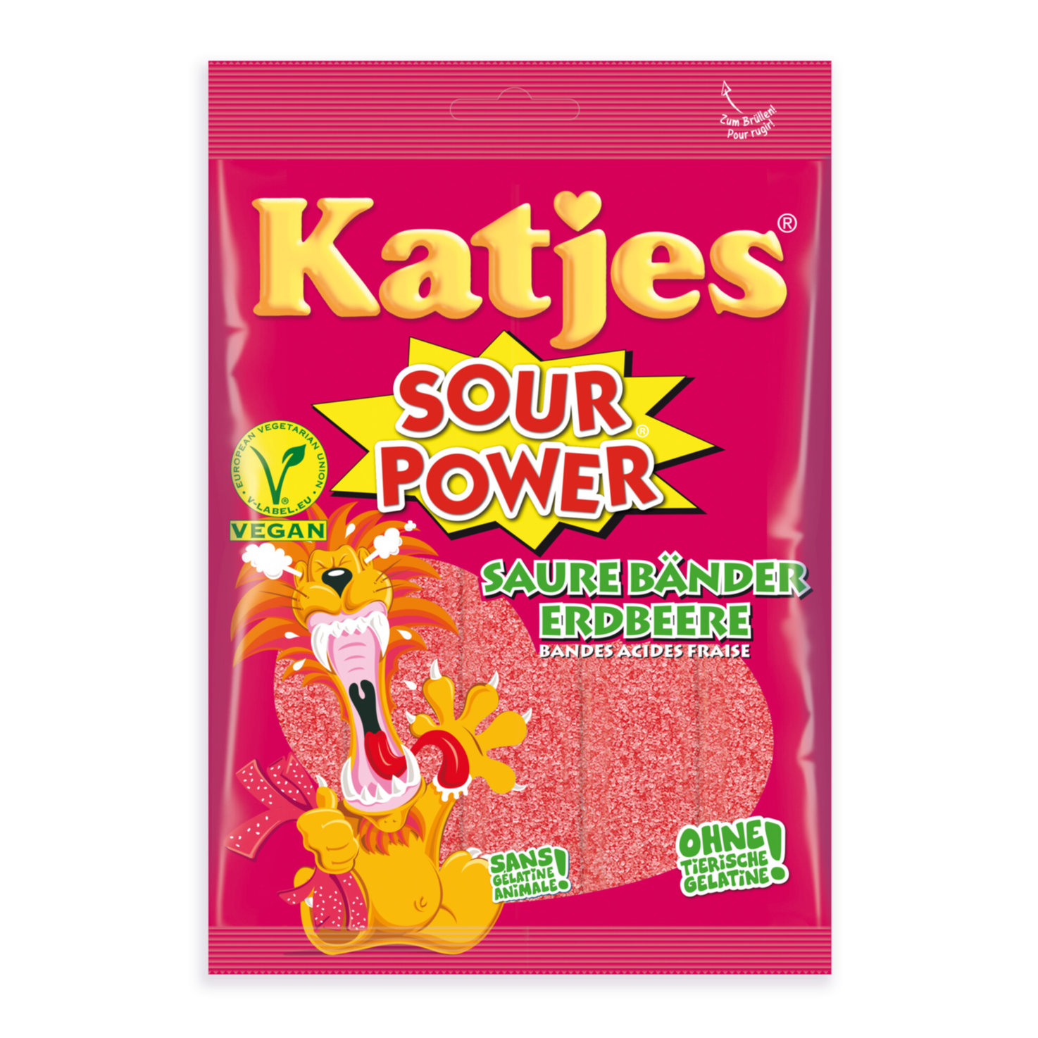Katjes Gummibonbons Sour Power Erdbeerbänder