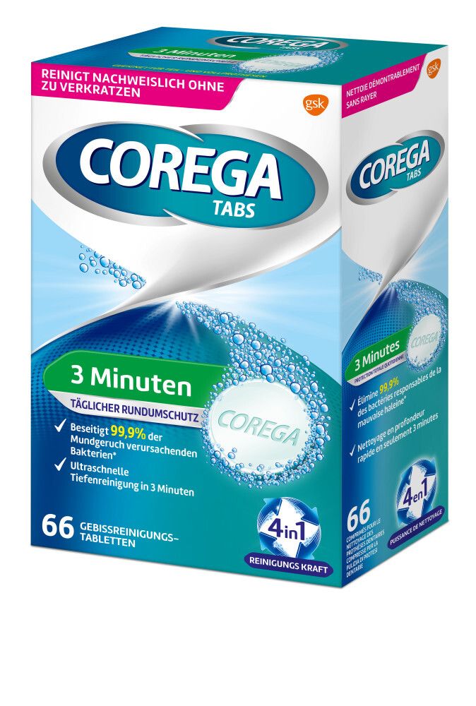 Corega TABS 3 Minuten, für herausnehmbaren Zahnersatz/ dritte Zähne