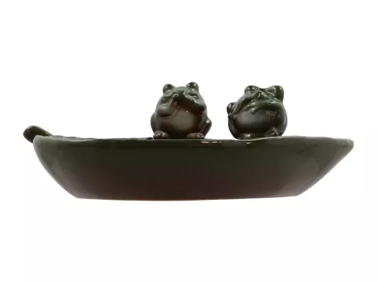 Bain oiseau en grès Nature Grenouilles vertes