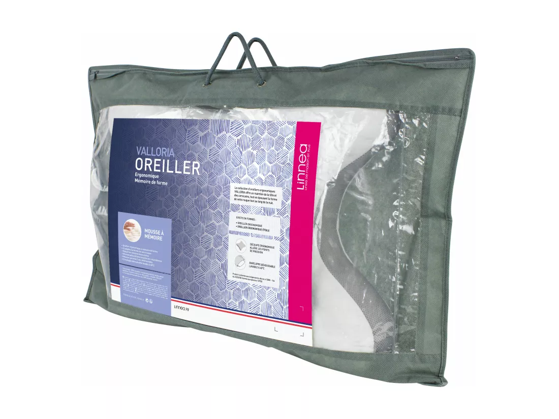 Oreiller ergonomique 55x42 cm VALLORIA mousse à mémoire de forme