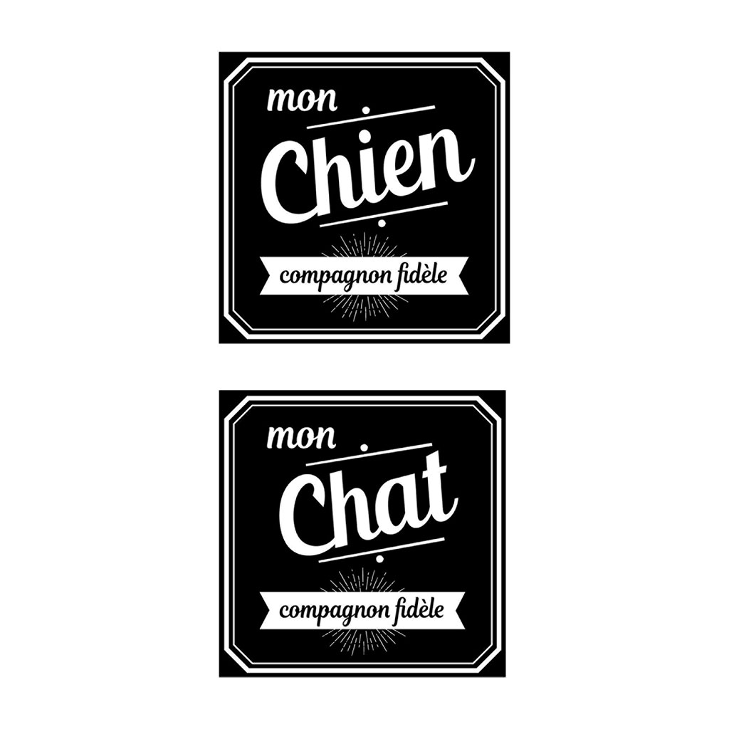 Plaque vintage compagnon chien chat 20x20cm