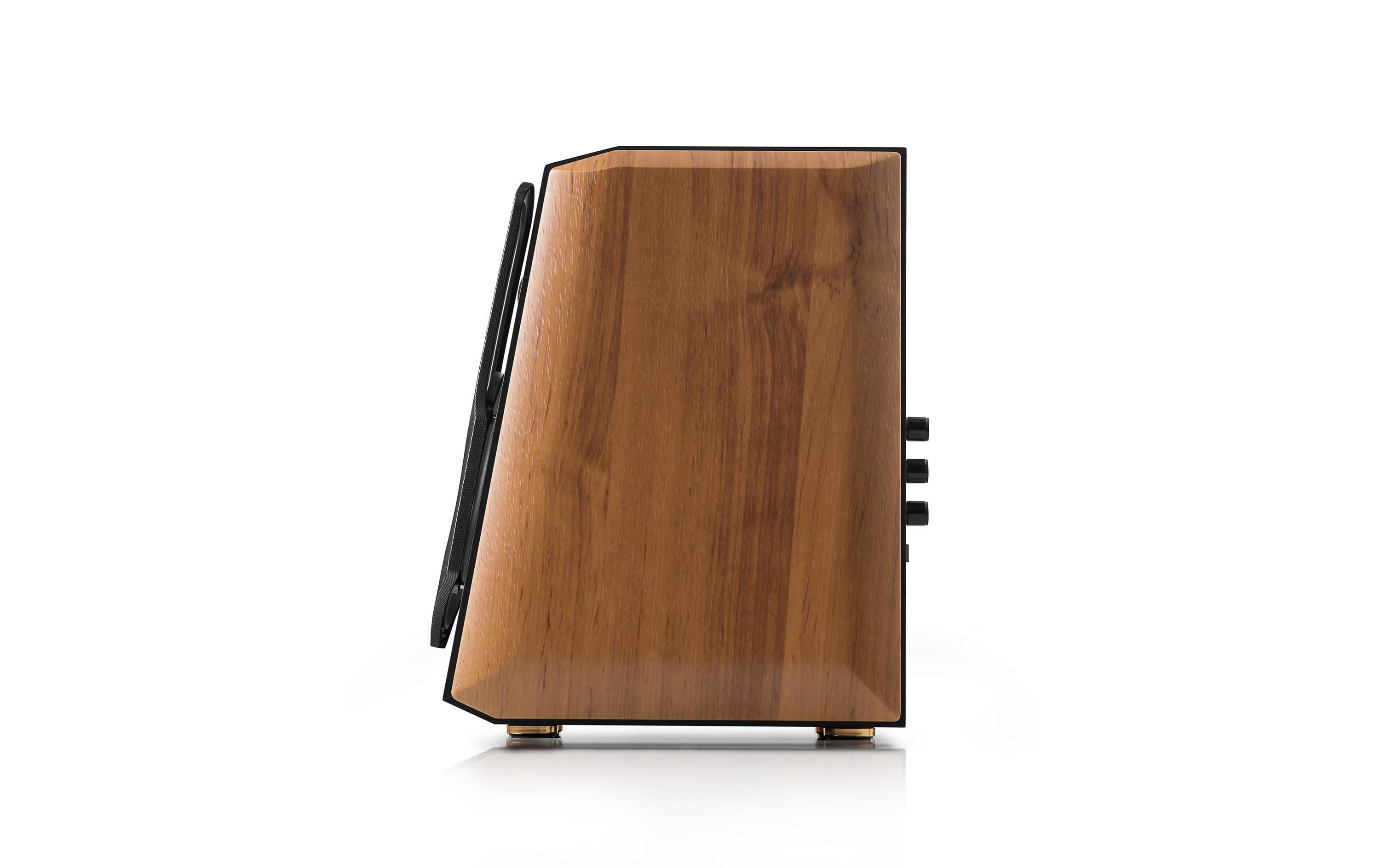 Regallautsprecher Paar S1000MKII Braun<br>Hi-Res-zertifizierter Multimedia-Lautsprecher mit 120 Watt Leistung, Bluetooth, 2x RCA, 1x koaxial, 1x optisch Eingängen