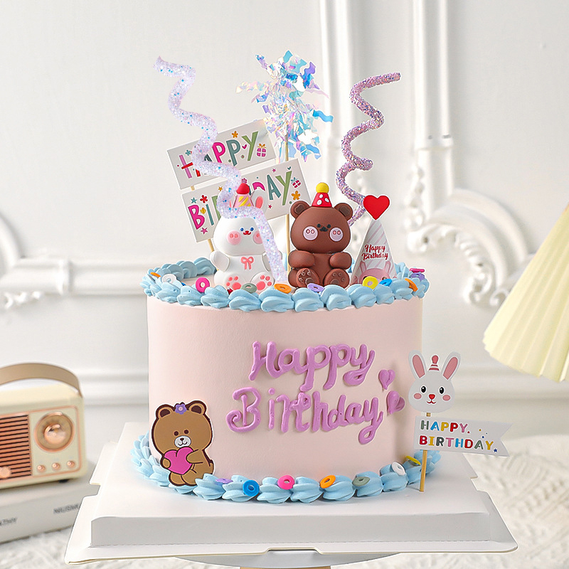 (4er Set) Kuchenstecker Glitzer Tortenstecker Party Deko Topper für Torten / Kuchen - Weiss / Rosa / Pink / Lila