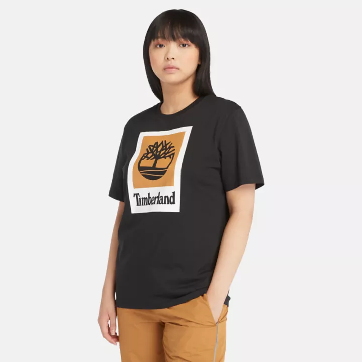 T-shirt à logo en relief unisexe en noir/blanc