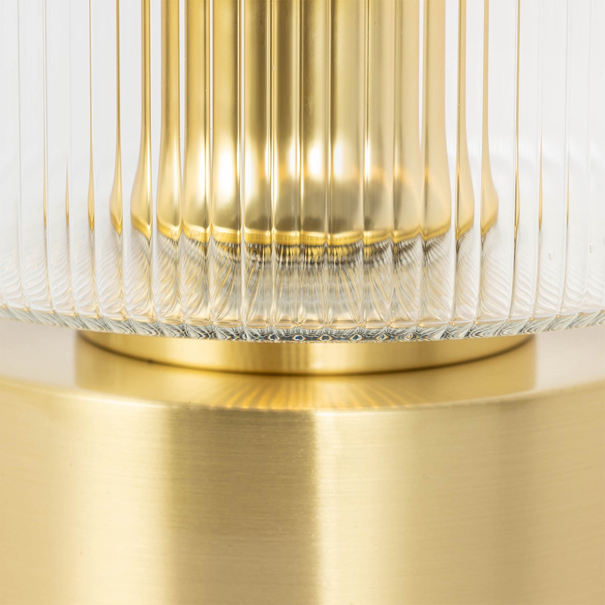 Art Deco tafellamp, goud met glas - Laura
