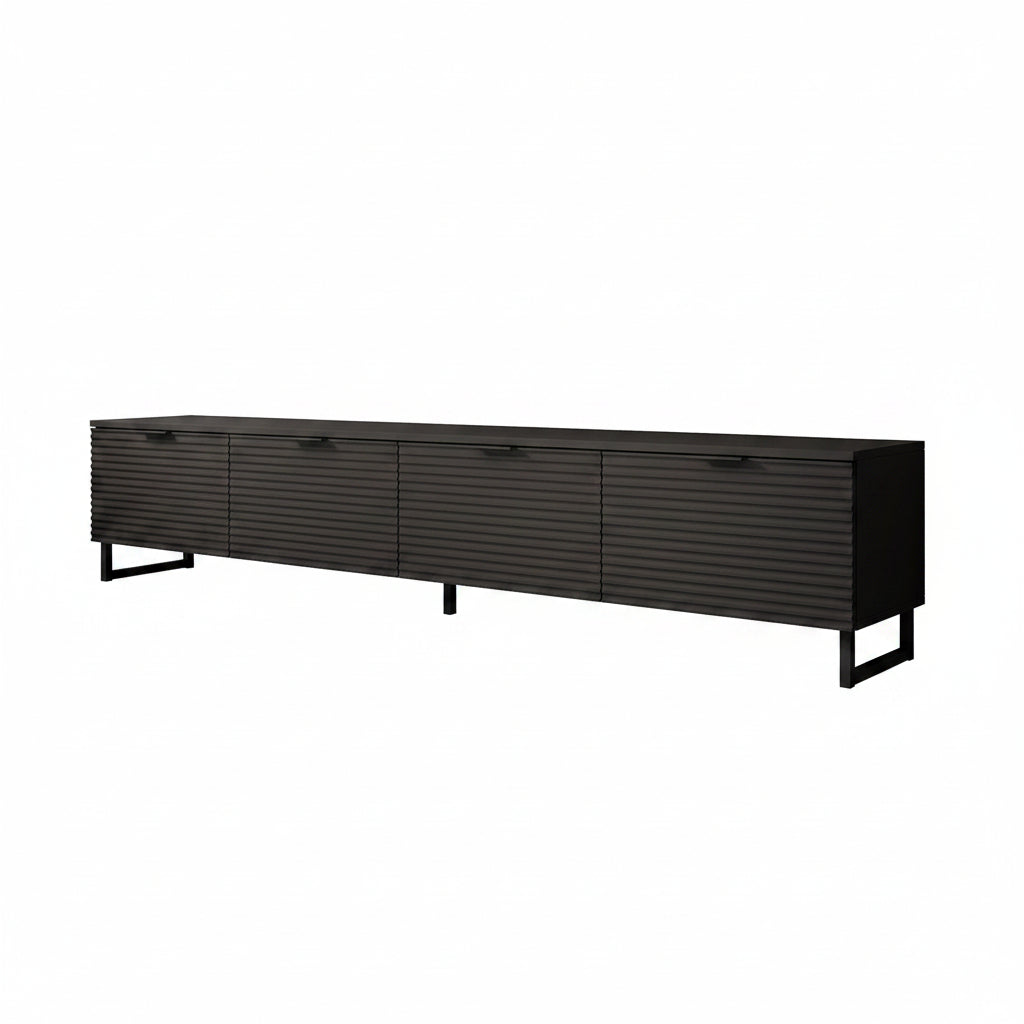 Delgado - TV-Meubel met 4 deuren - Mat zwart - 200 cm