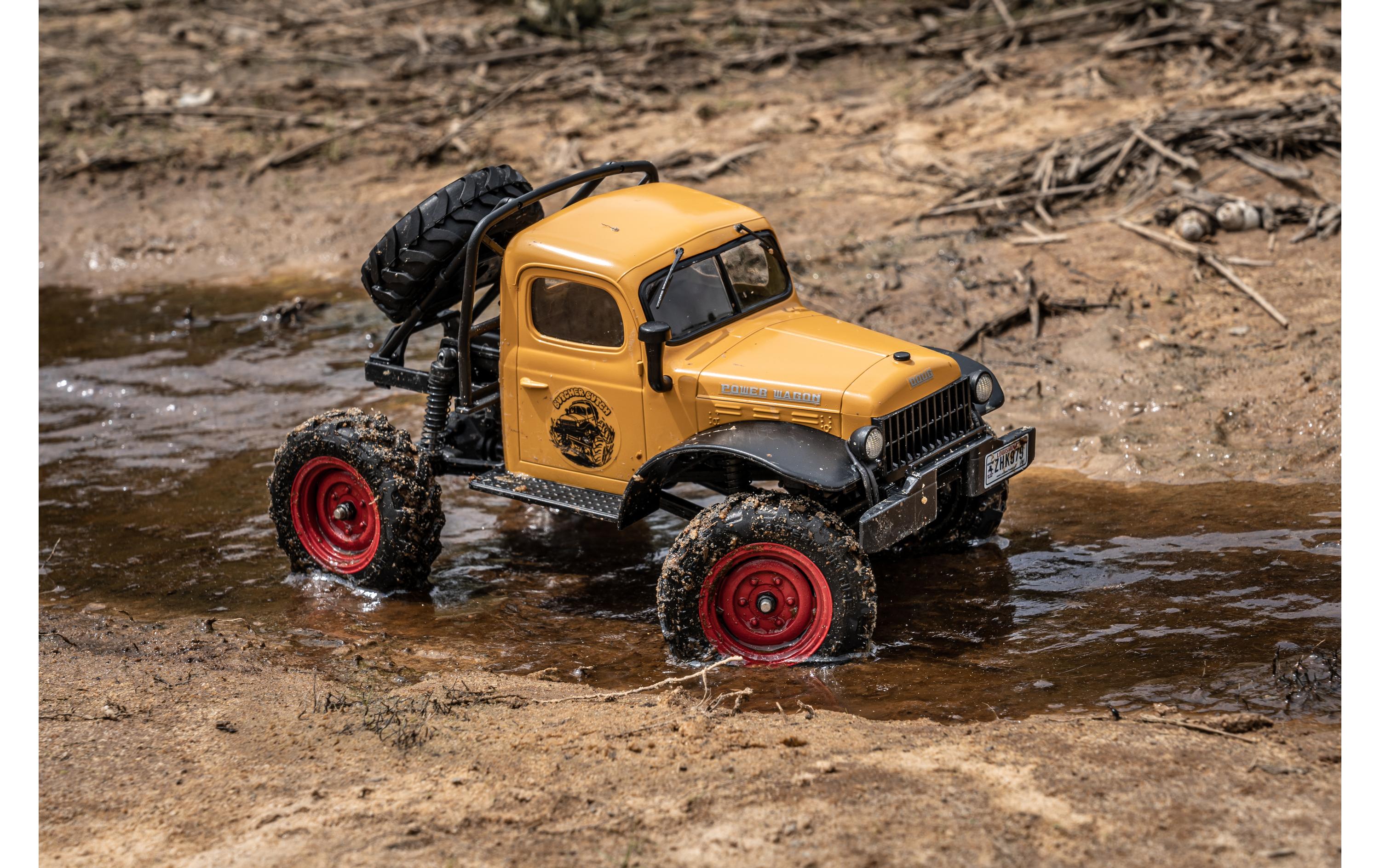 Scale Crawler FCX24 Power Wagon Mud-Racer, Gelb 1:24, RTR<br>Rock Crawler im Miniformat mit 2-Gang Getriebe