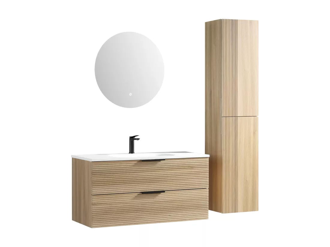 Colonne de rangement 160 cm chêne clair Aqualinea