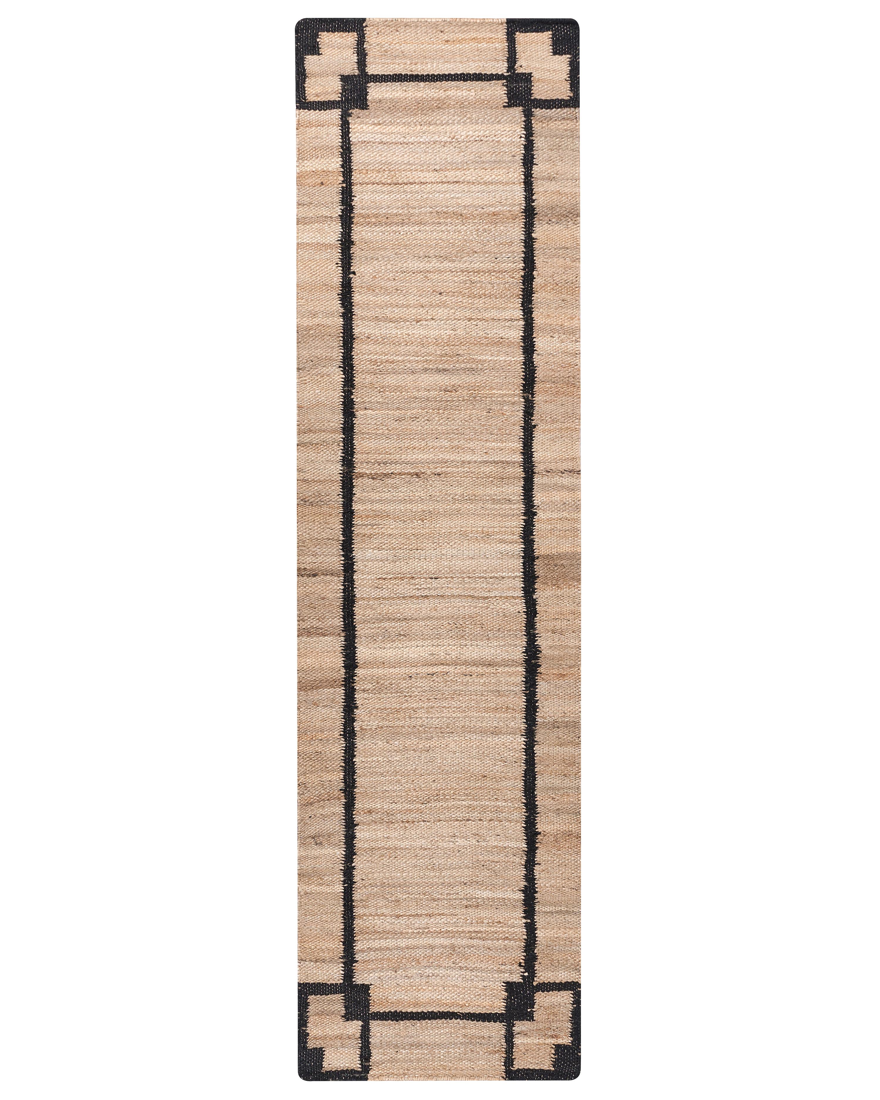 Vloerkleed GONDIA Zwart/beige 80 x 300 cm Jute