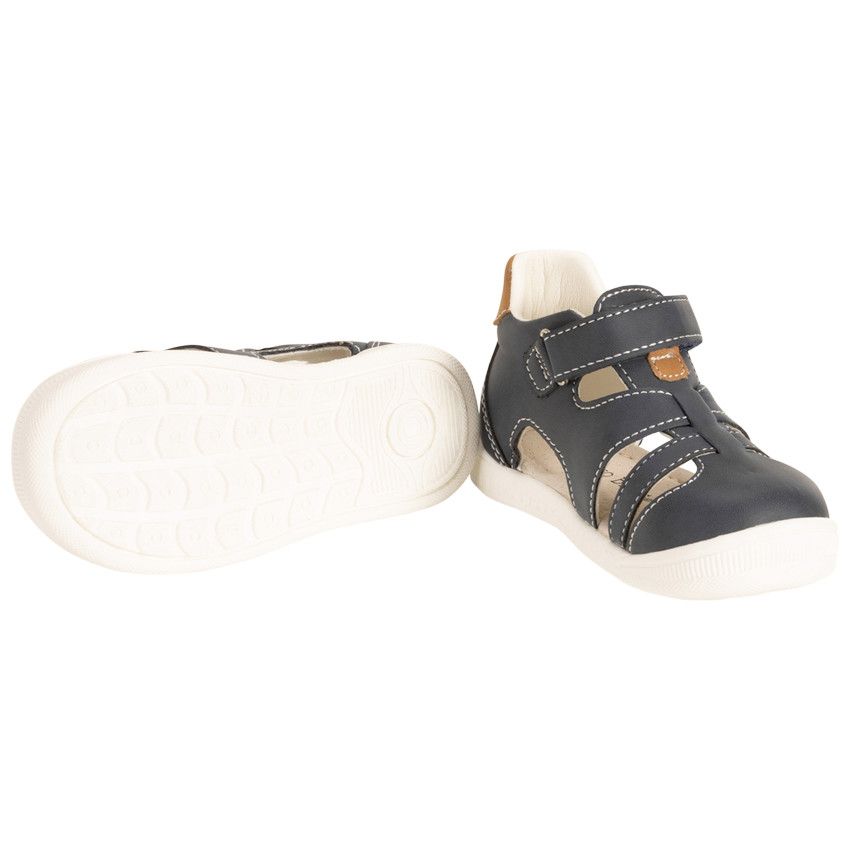 Sandales velcro à empiècements contrastés pour bébé garçon - Bleu marine