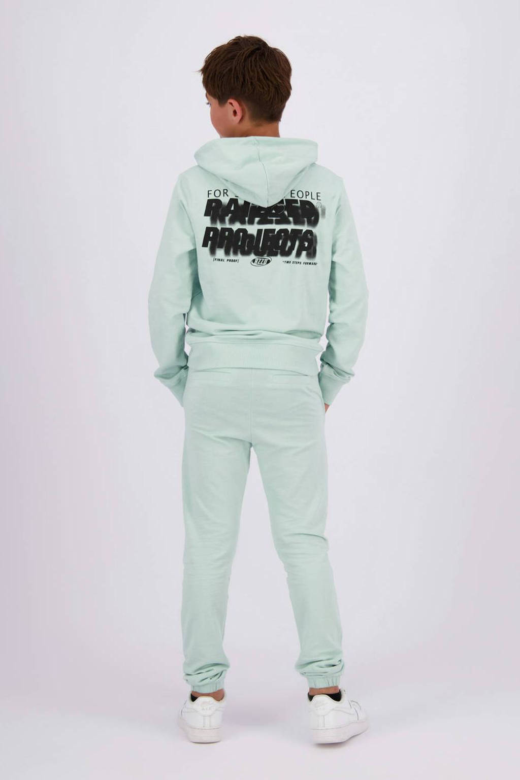 Raizzed hoodie Nezar met backprint zacht pistachegroen
