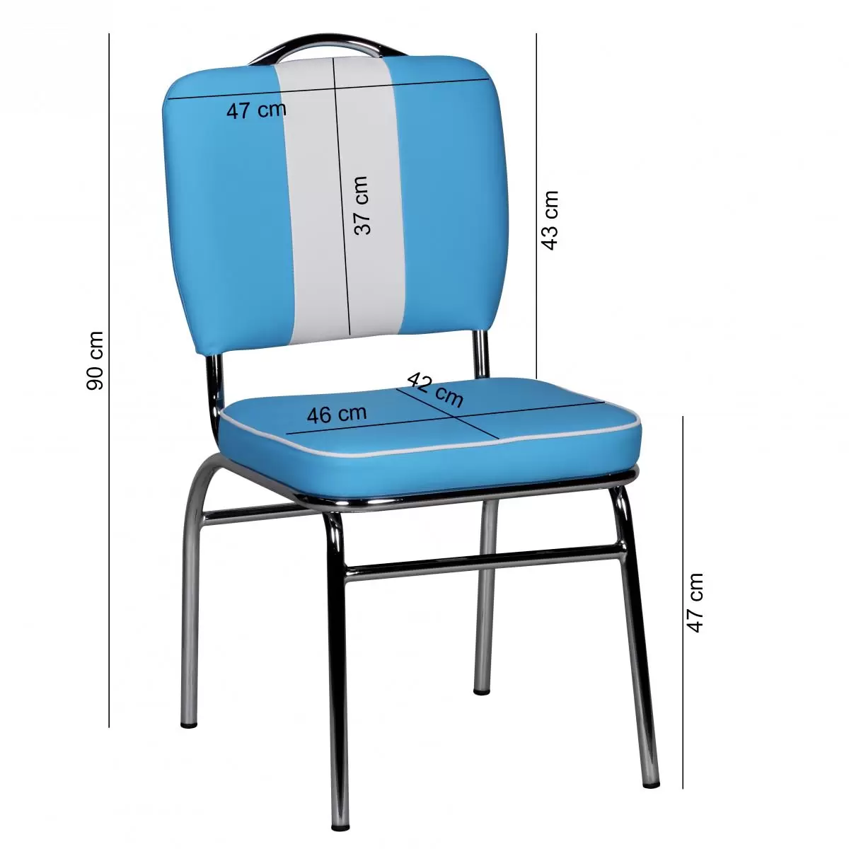 Stuhl Nizza blau,Chrom,weiss