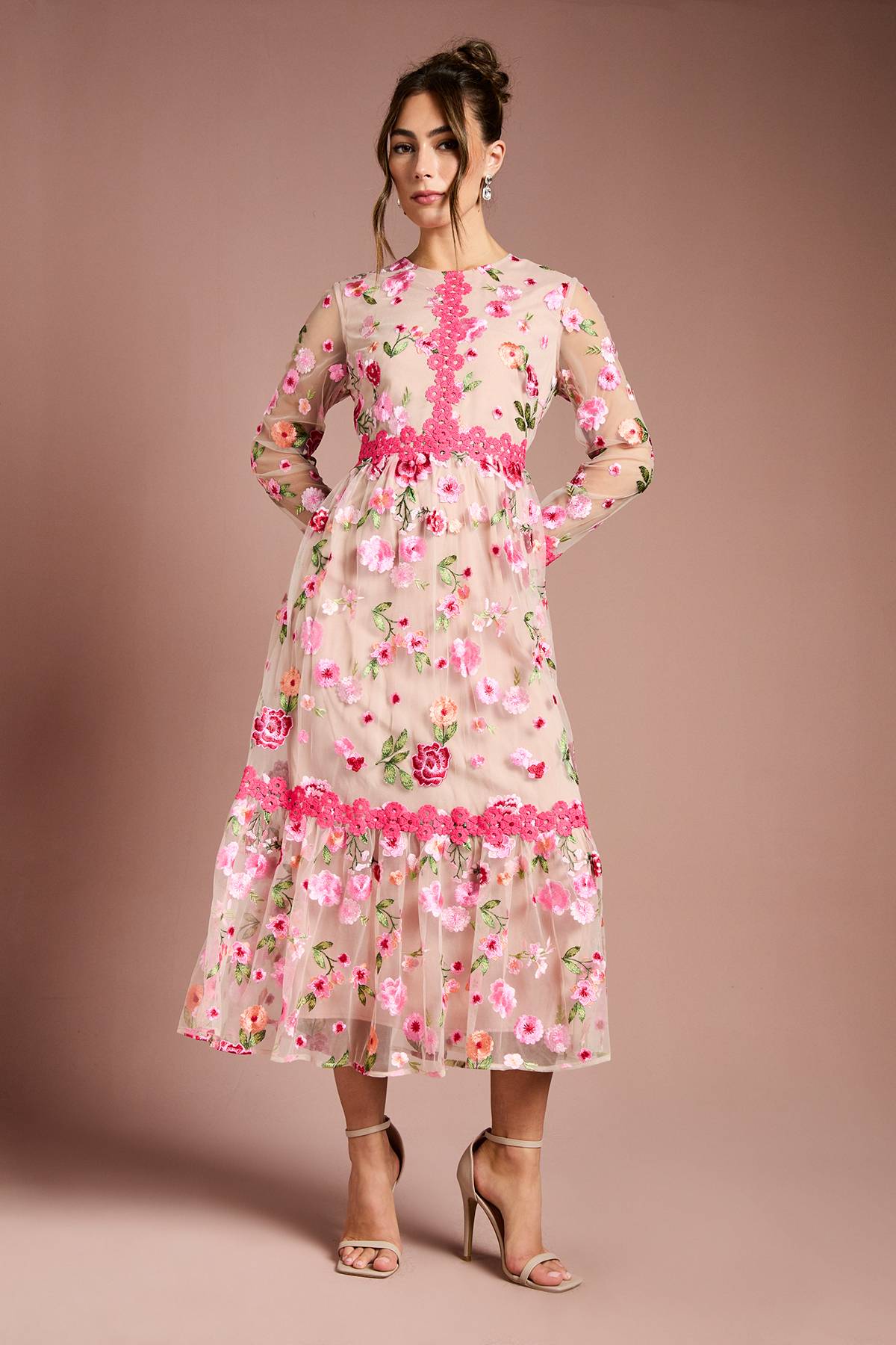 Coast Robe Longue Brodée à Motifs Floraux