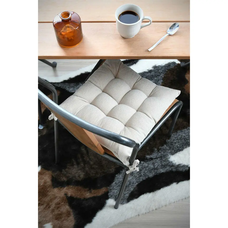 Stof Textile stoelkussen - creme beige - 38 x 38 x 5 cm
