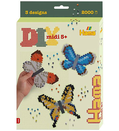 Hama Midi Perler - 2000 stk. - DIY Oph?ng - Sommerfugle