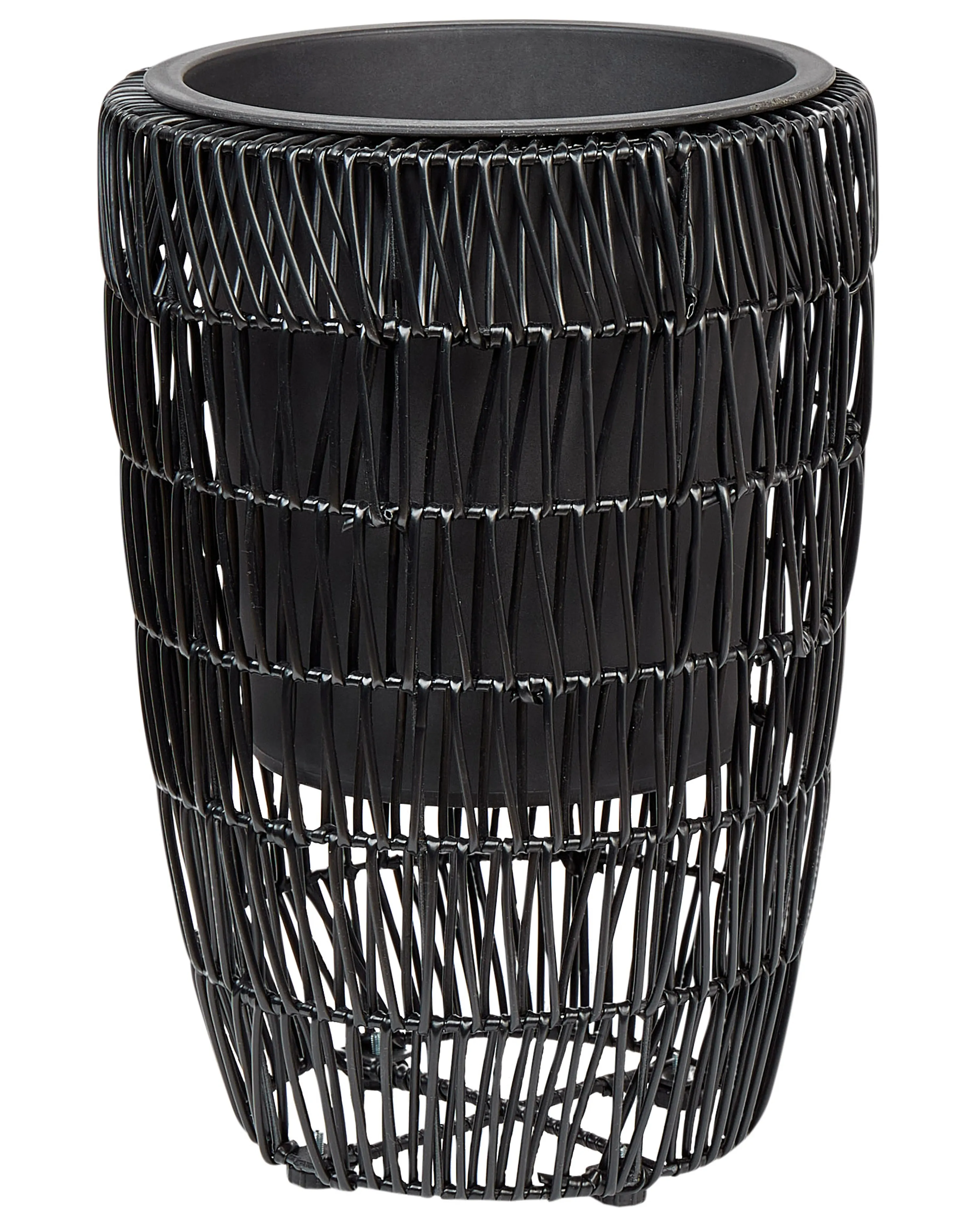 Set van 2 bloempotten CHELONE PE rotan 26/34 cm Zwart