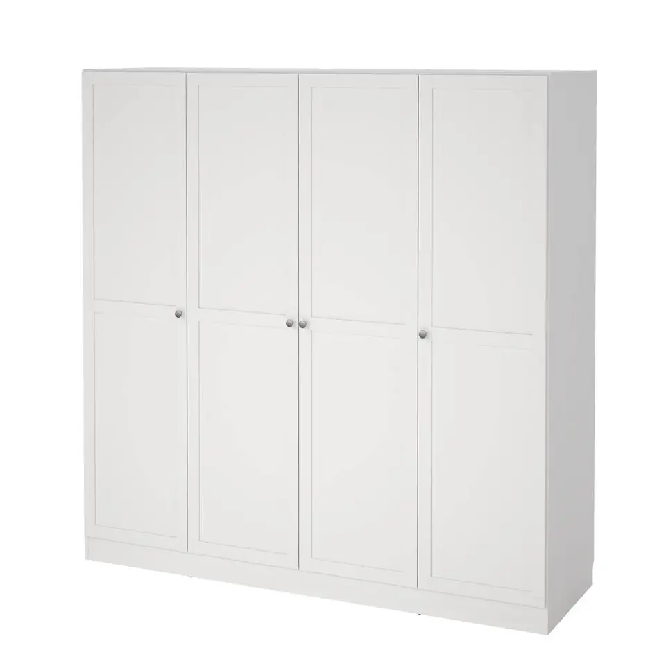 Kledingkast Lynn 4-deurs - wit - 200x196x62 cm