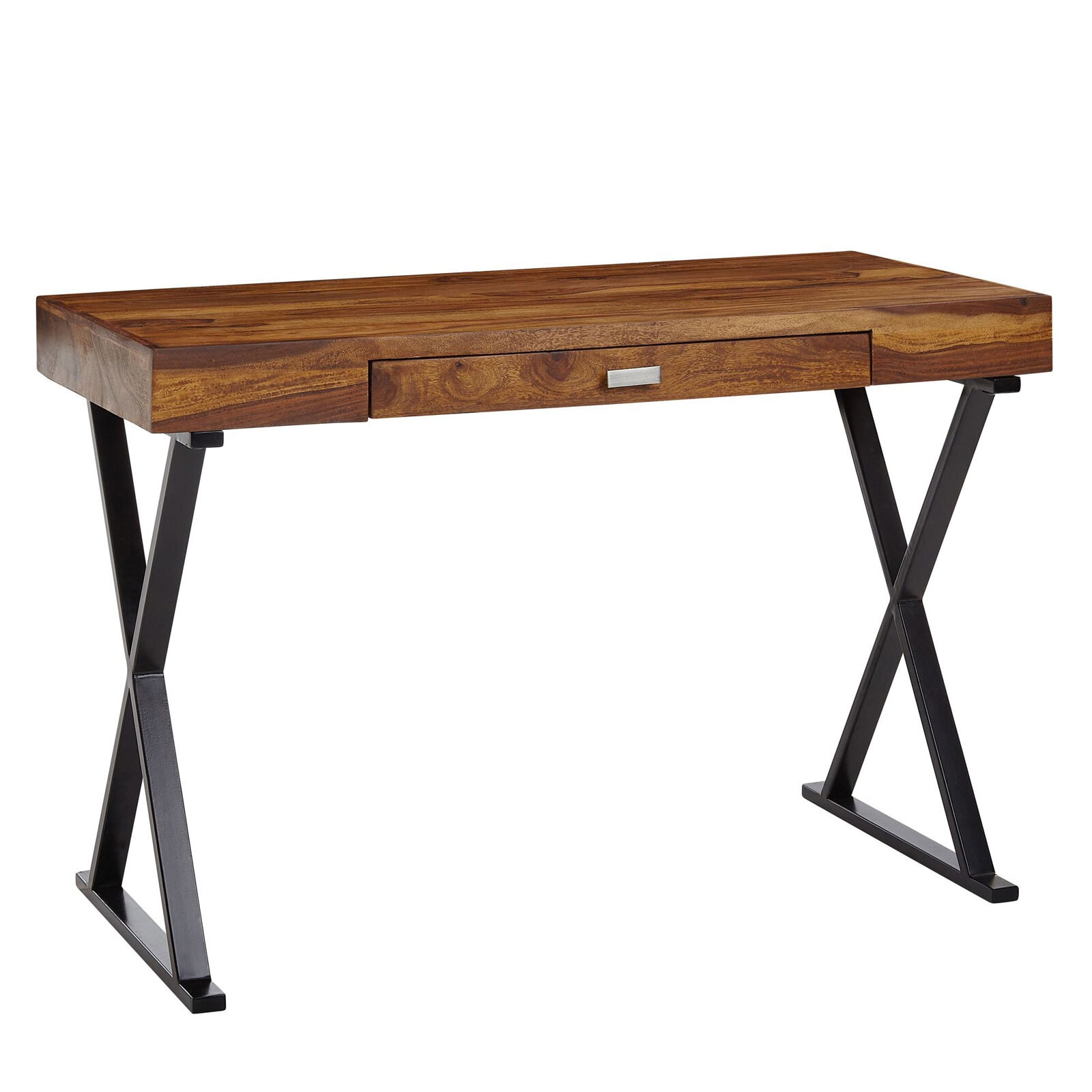 Schreibtisch mit Schublade 120 x 78 cm Braun Schwarz