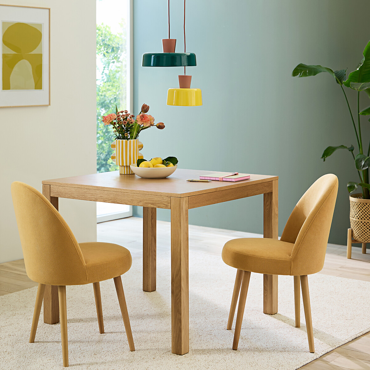 LA REDOUTE INTERIEURS<br>Mesa quadrada de carvalho, cantos retos, Nusso