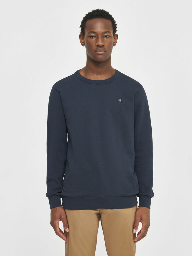 Knowledge Cotton Apparel ERIK basic badge sweat - GOTS/Vegan Blå