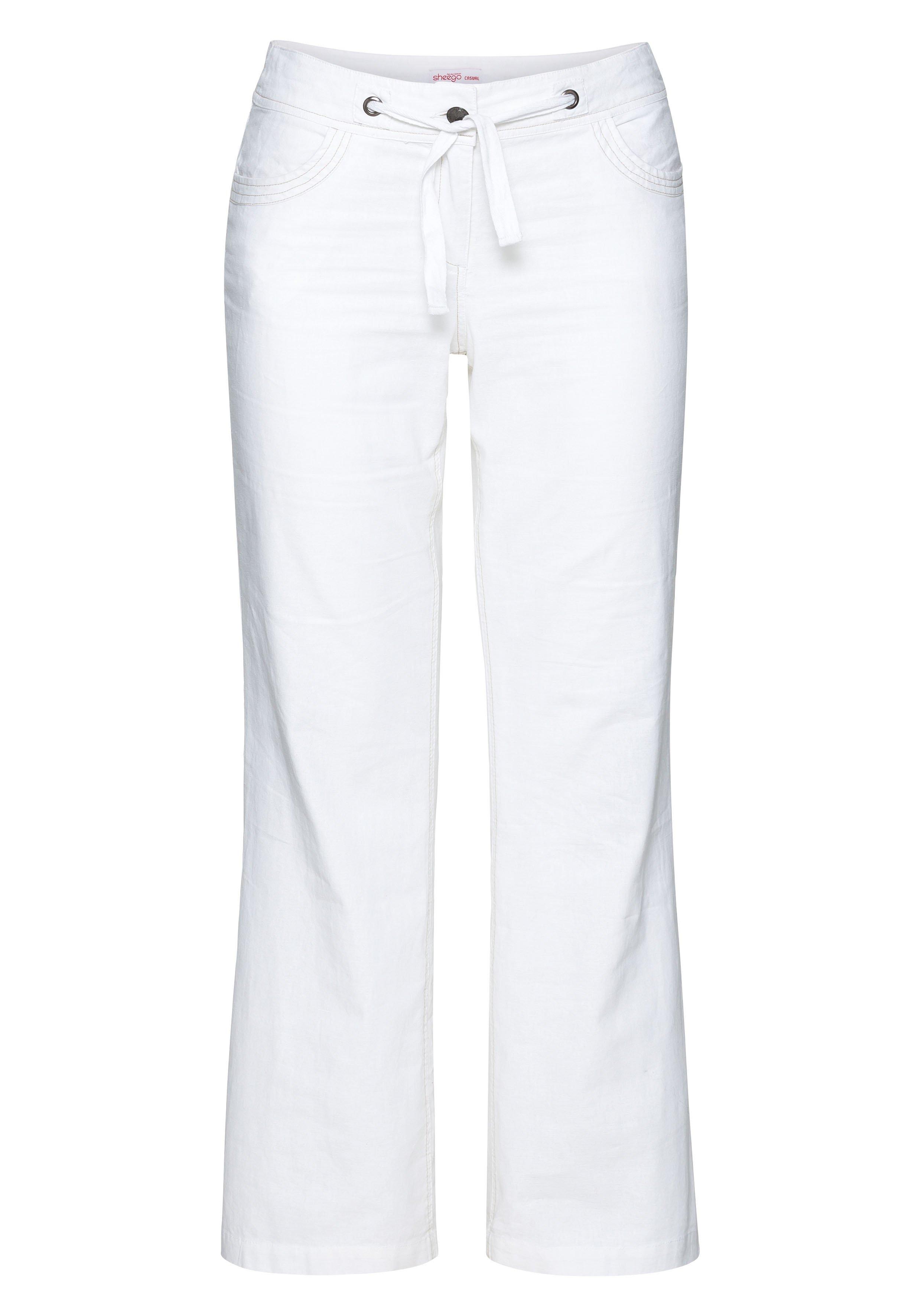Weite Bootcut-Hose mit Leinenanteil