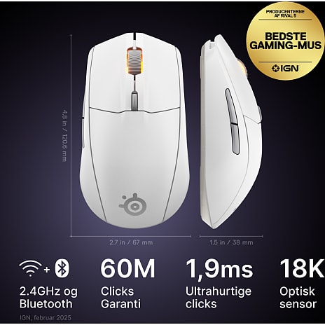 SteelSeries Rival 3 trådløs mus