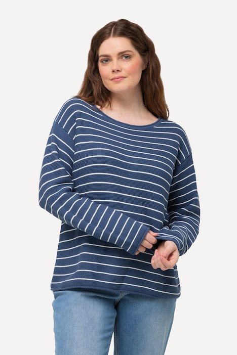 Pullover, Ringel, Rundhals, Langarm, Biobaumwolle