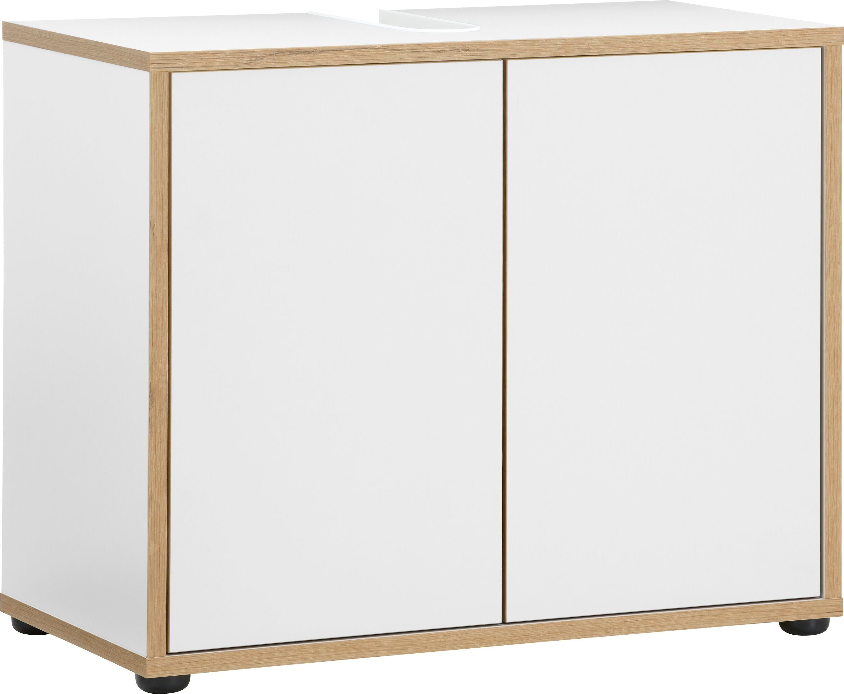 CALVO Lavaboy - Weiss / Eiche / B: 64.0 cm x T: 34.3 cm x H: 52.5 cm