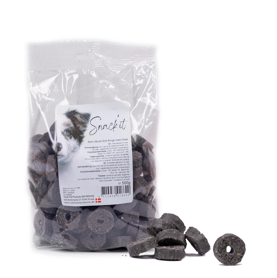Snack'it - Hundesnack Semi Soft Rings m. Okse 500g