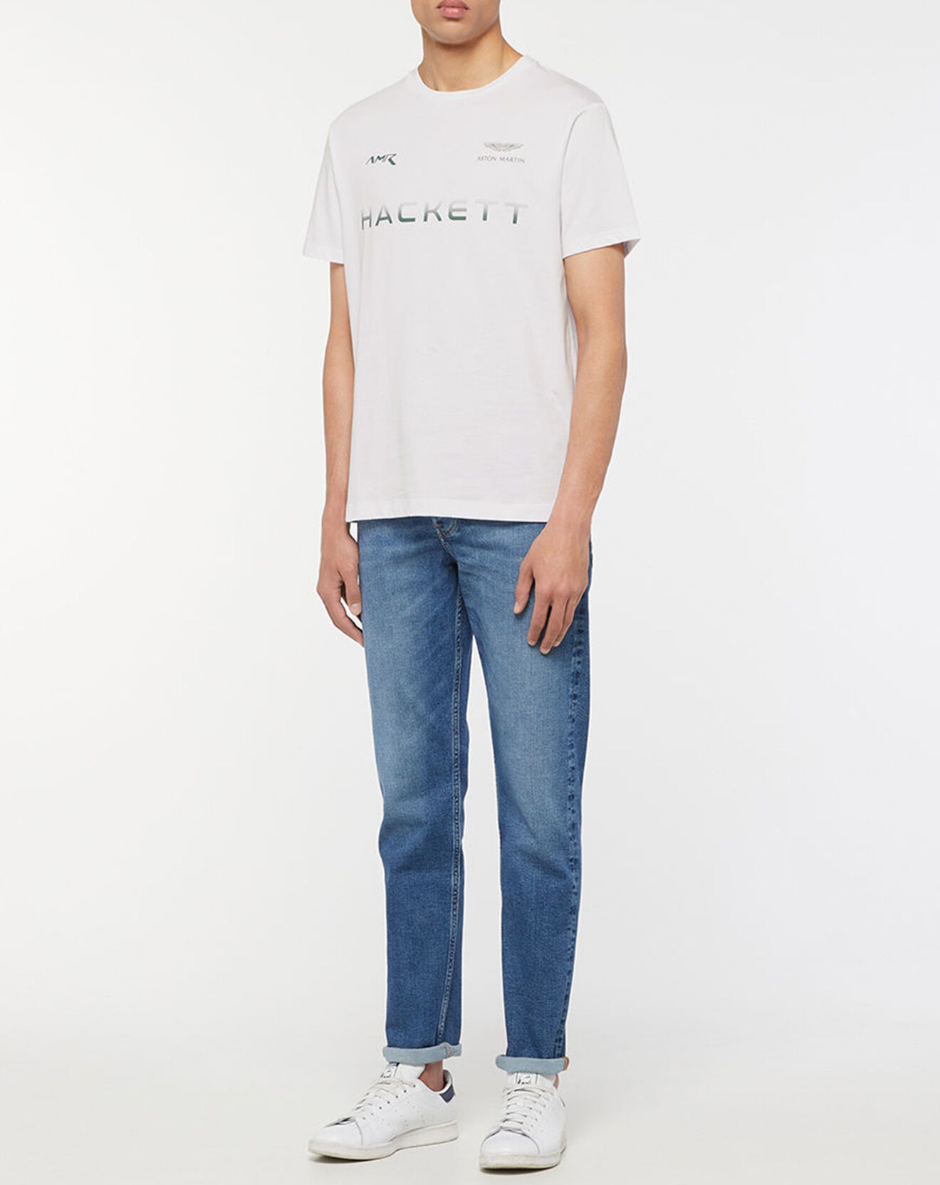 Hackett London T-Shirt Logo Basic Aston Martin Racing blanc