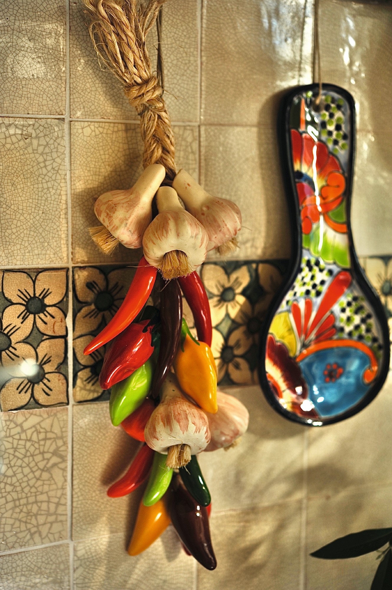 Knoblauch-Zopf Keramik, multicolor, H 35 cm, T 10 cm, B 10 cm von fischer's lagerhaus