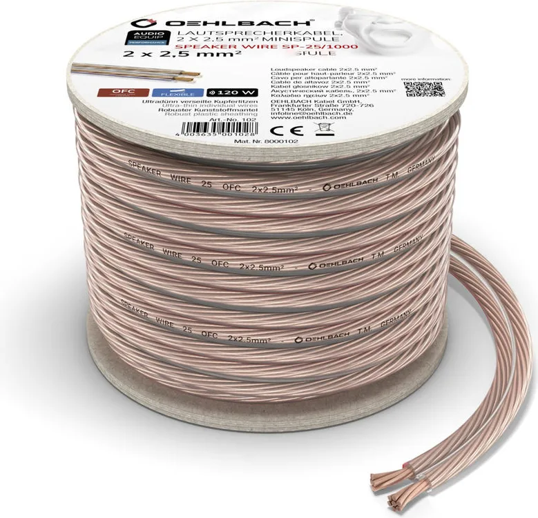 Oehlbach Speaker Wire SP-25 (bobine de 30 m) Câbles d'enceintes en bobine