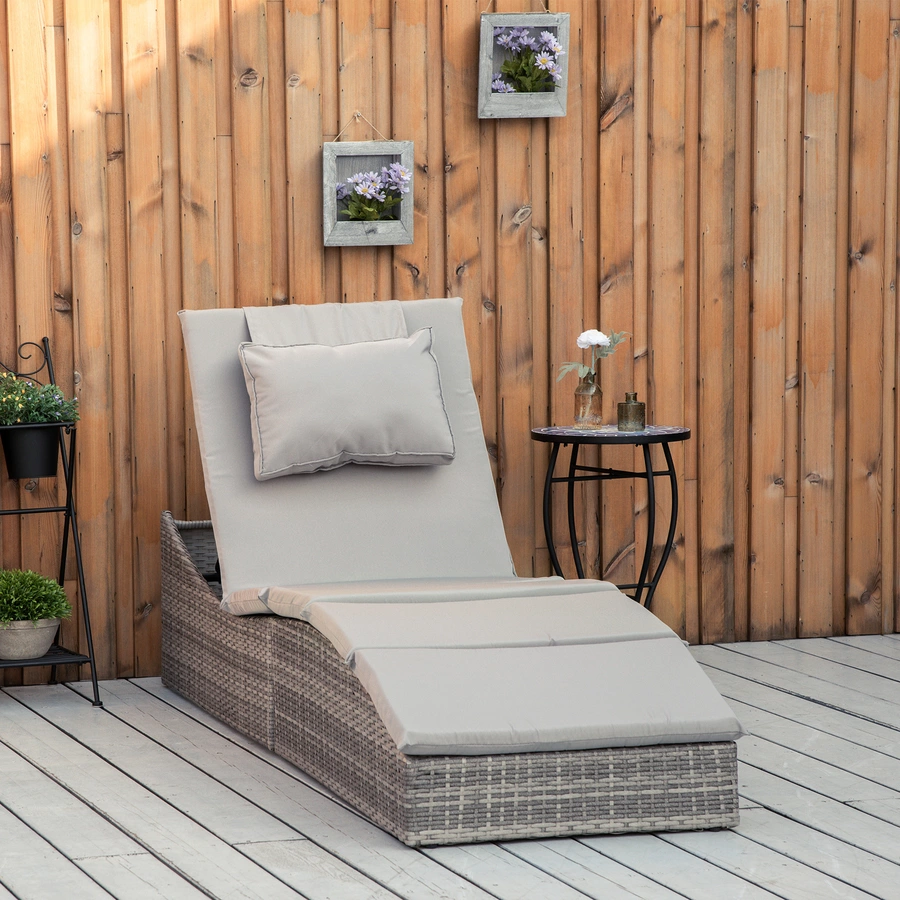 Outsunny Gartenliege mit Kissen grau