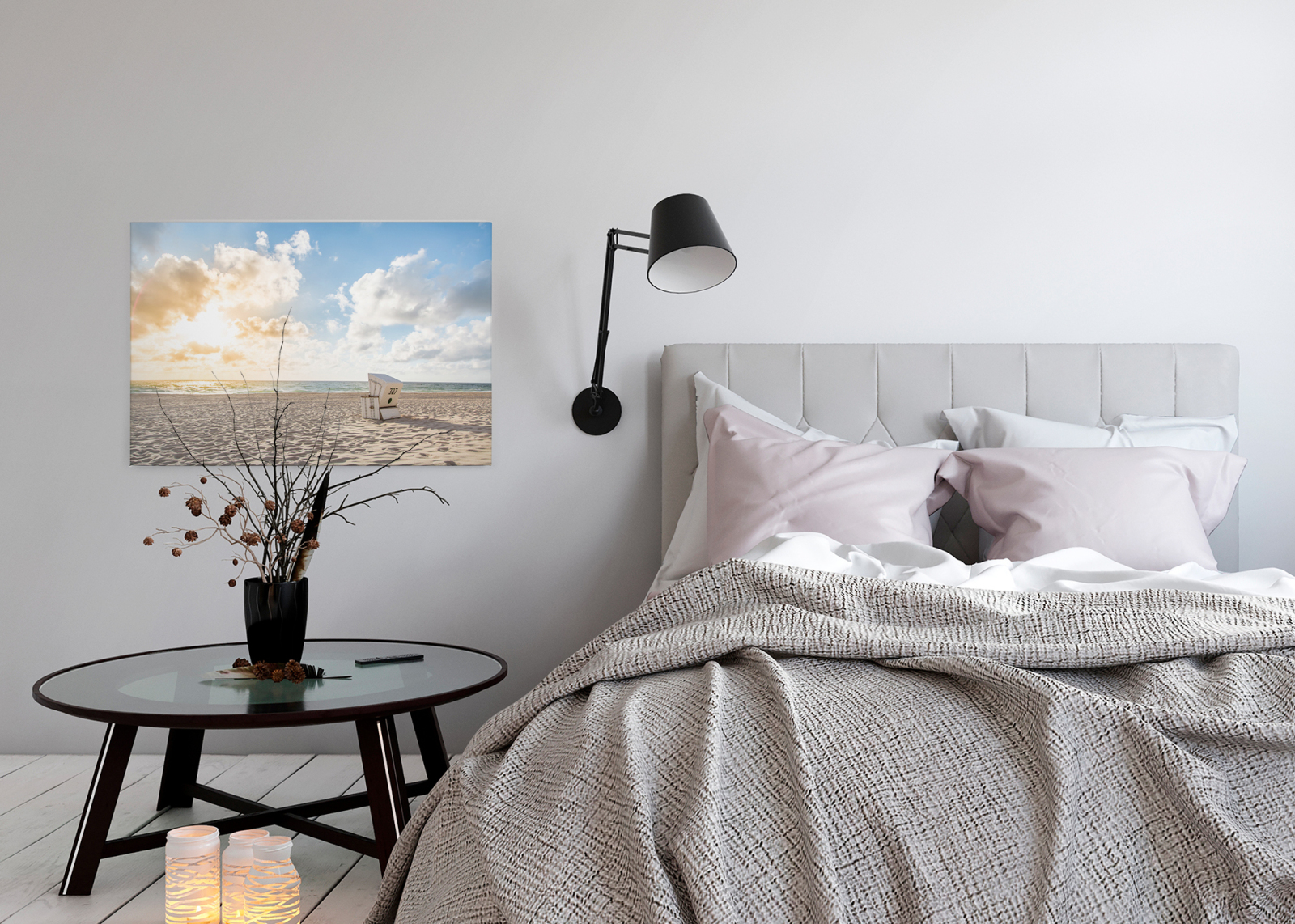 Leinwandbild STRAND - beige-blau - 90x60 cm