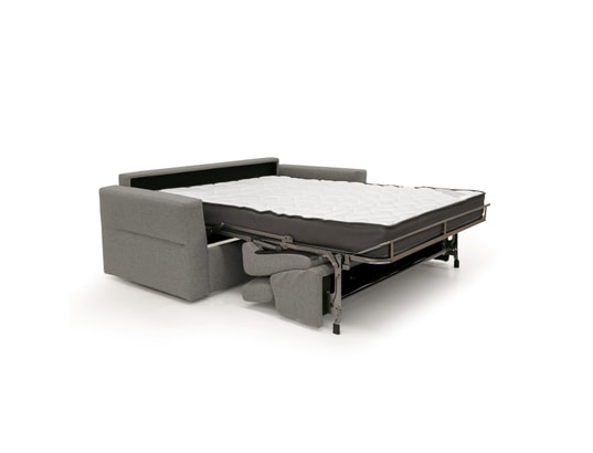 DIVANI.STORE - Canapé lit avalon matelas h18 cm taupe 2 places