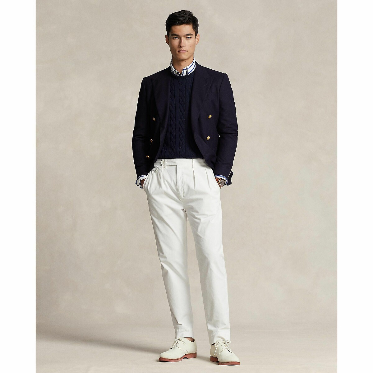 POLO RALPH LAUREN<br>Suéter de algodão trançado